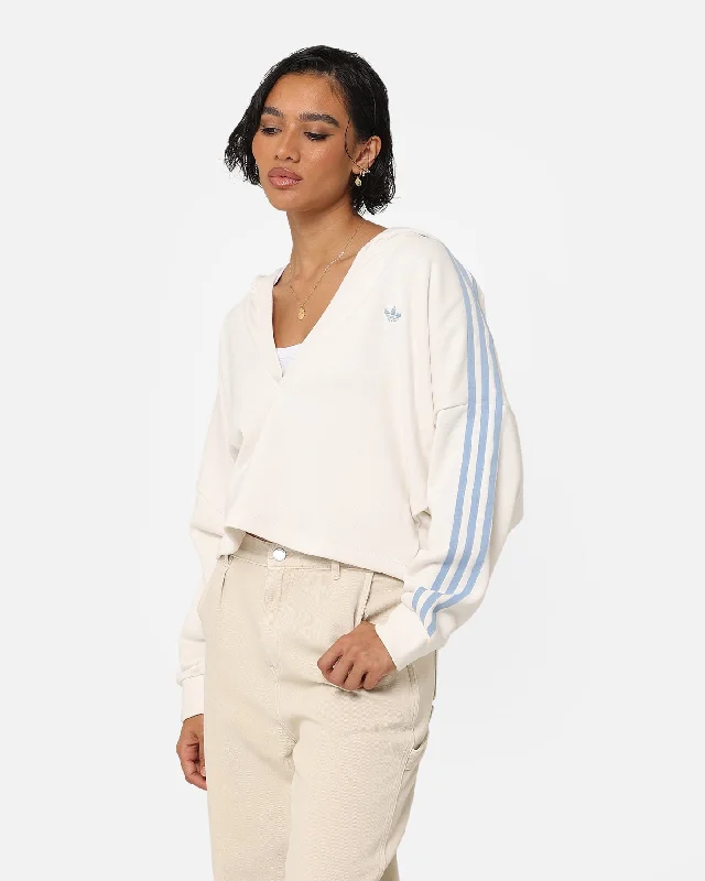 Adidas Women's Cropped Hoodie Clowhi Hoodie with Button Placket Classic Preppy