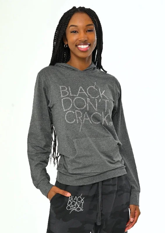 Black Don't Crack Women's Bling Lightweight Hoodie Top Hoodie with Slit Hem Functional Movement