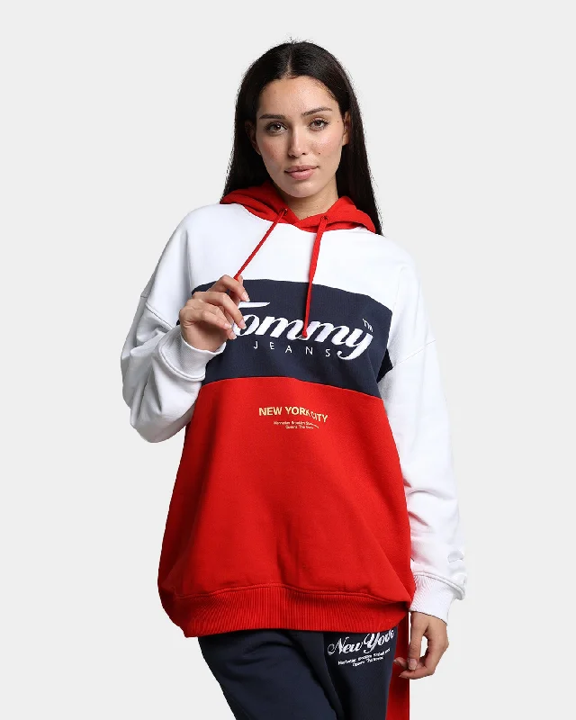 Tommy Jeans TJM Archive Hoodie Deep Crimson Hoodie with Raglan Sleeves Sporty Comfortable