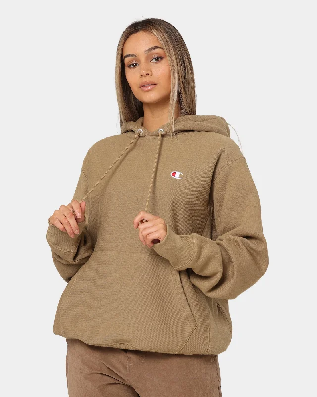 Reverse Weave Hoodie Whole Wheat Khaki Hoodie with Snap Buttons Easy Quick