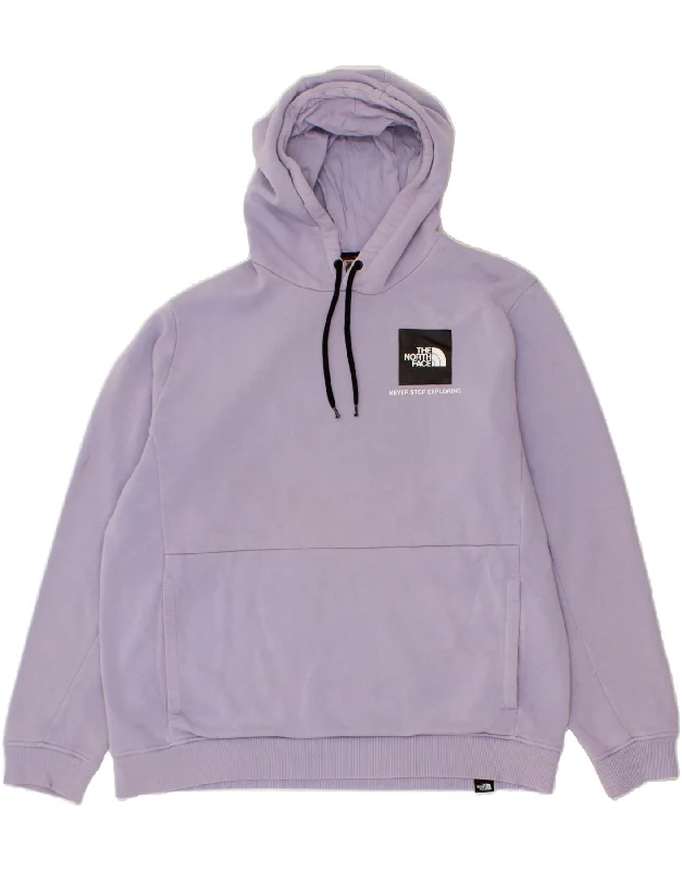 THE NORTH FACE Mens Hoodie Jumper XL Purple Cotton Hoodie with Embroidery Detailed Premium