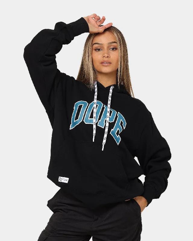 DOPE Varsity Arch Hoodie Black/Green Hoodie with Set-In Sleeves Structured Classic