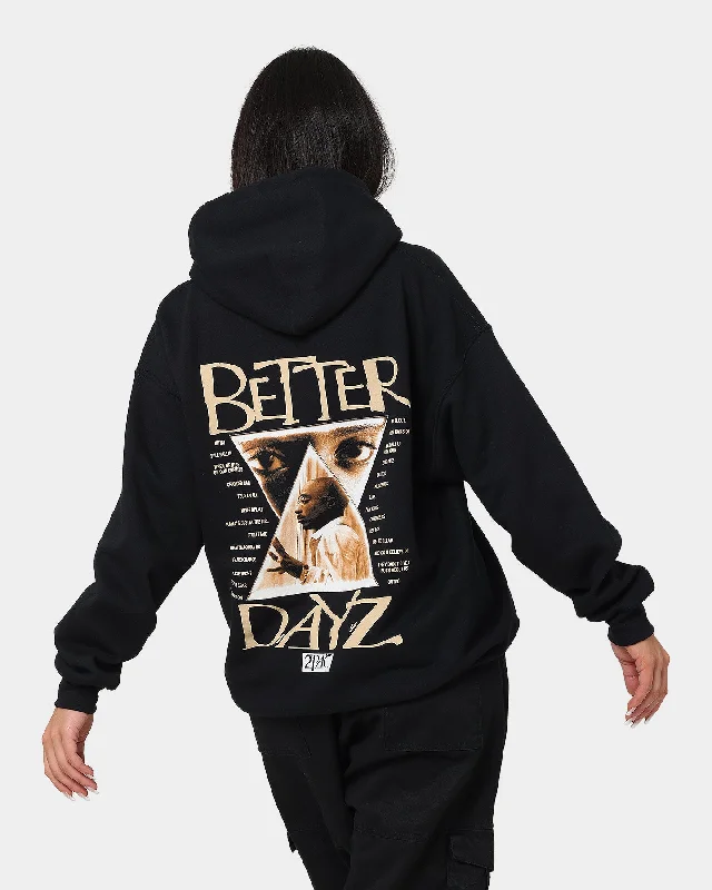 Tupac Better Dayz Hoodie Black Hoodie with Half-Zip Sporty Casual