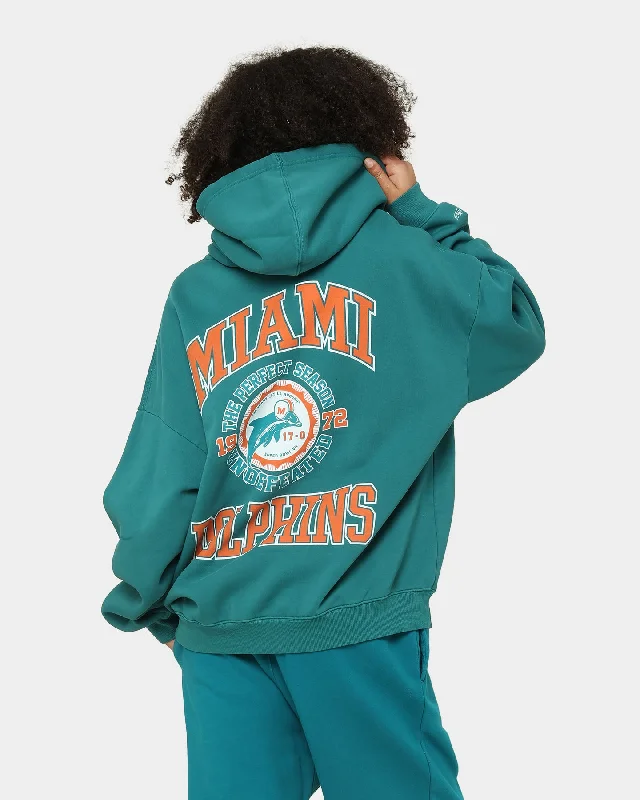 Mitchell & Ness Miami Dolphins Superbowl Champions Hoodie Faded Teal Hoodie with Metallic Shiny Futuristic