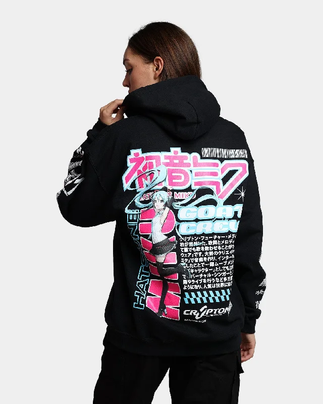 Goat Crew X Hatsune Miku Magazine Hoodie Black Hoodie with Zipper Versatile Modern