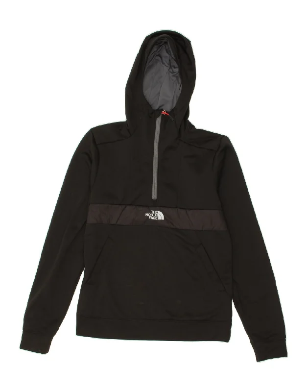 THE NORTH FACE Mens Zip Neck Hoodie Jumper Small Black Colourblock Hoodie with Snap Buttons Easy Quick