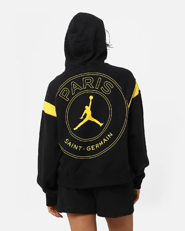 Jordan X Paris Saint-Germain Women's Paris Saint-Germain Hoodie Black/Tour Yellow Hoodie with Turtle Neck Cozy Winter