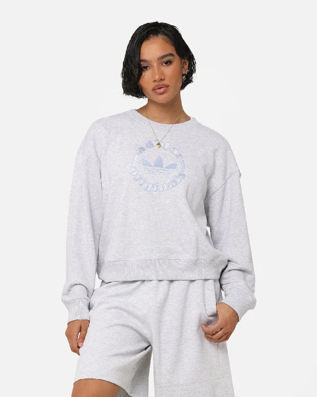 Adidas Women's Sweatshirt Light Grey Heat Hoodie with Mock Neck Collared Structured