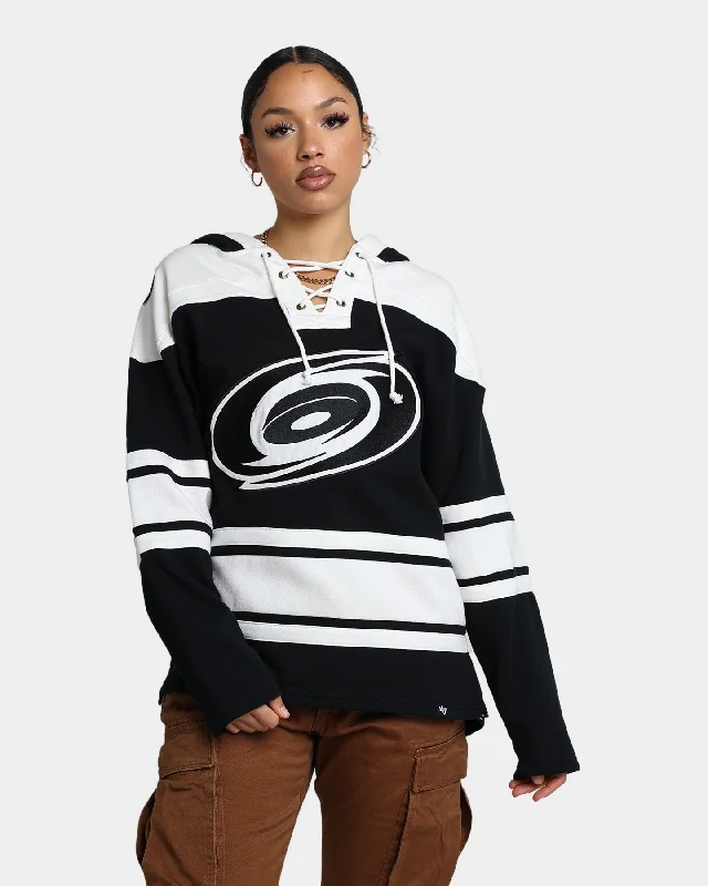 47 Brand Carolina Hurricanes Superior Lacer Hoodie Jet Black Hoodie with Metallic Shiny Futuristic