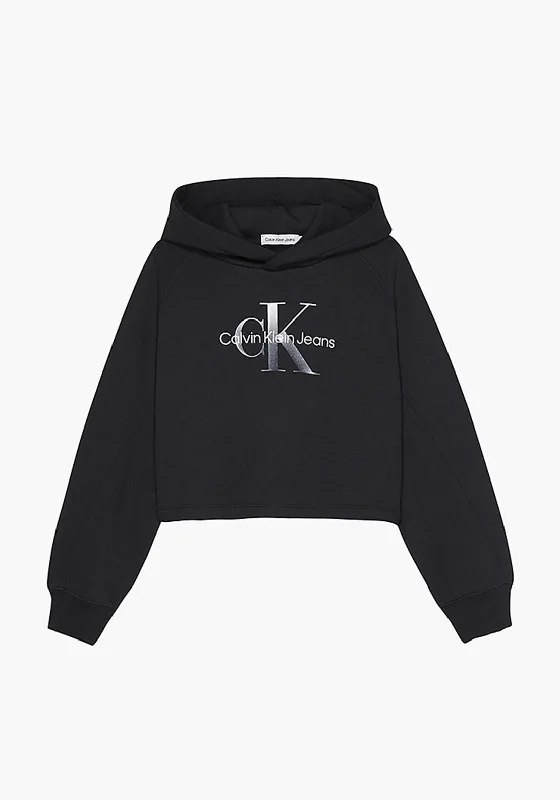 Calvin Klein Gradient Monogram Hoodie, Black Hoodie Dress Longline Feminine