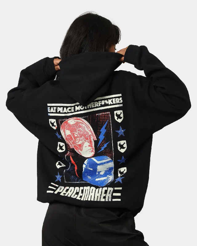 Goat Crew X Peacemaker Eat Peace MF Hoodie Black Hoodie with Hem Embroidery Detailed Premium