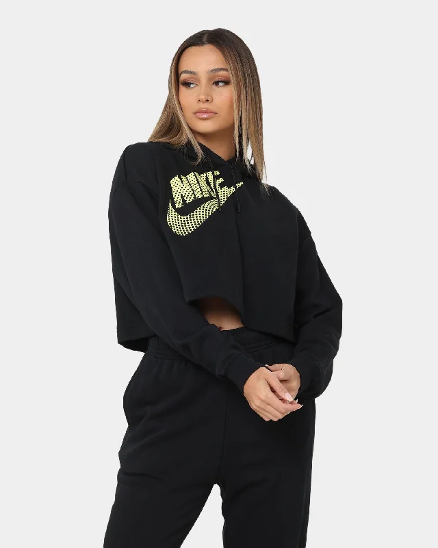 Nike Women's Nike Sportswear Cropped Fleece Dance Hoodie Black Hoodie with Cropped Fit Short Trendy