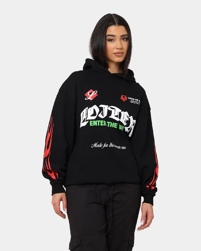 Loiter Void Multi Logo Hoodie Black/Multi Hoodie with Drawstring Waist Adjustable Fitted