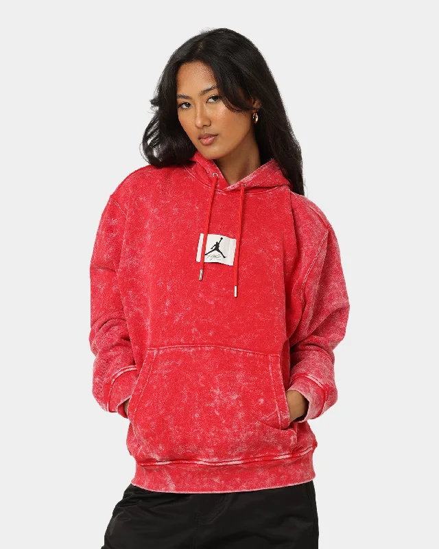 Jordan Essential Statement Washed Fleece Pullover Hoodie Fire Red Hoodie with Hem Detail Decorative Unique