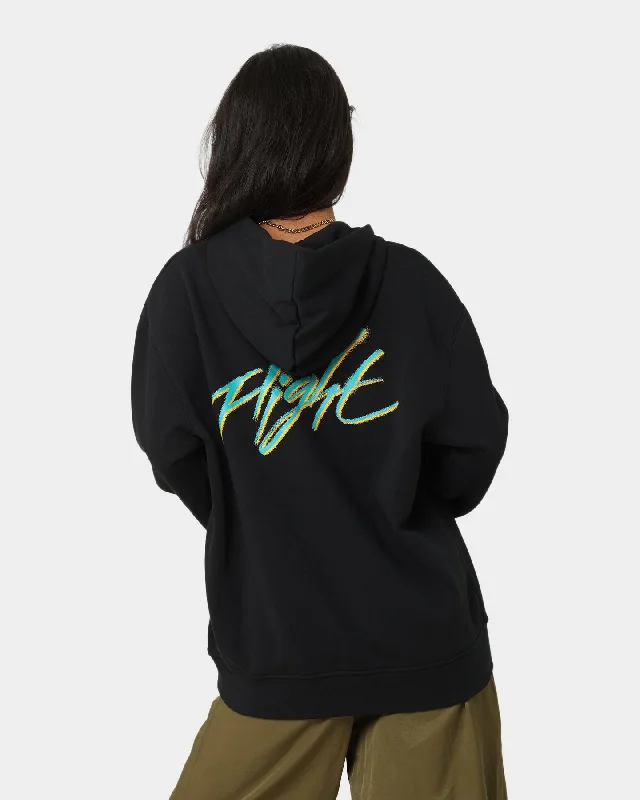 Jordan Essential Flight Graphic Fleece Hoodie Black/New Emerald Hoodie with Hem Drawcord Adjustable Customizable