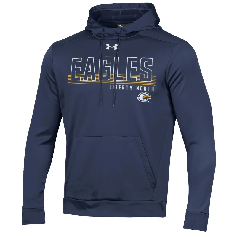 Liberty North Eagles Navy Fleece Hoodie w/Lines - Under Armour Hoodie with Turtle Neck Cozy Winter