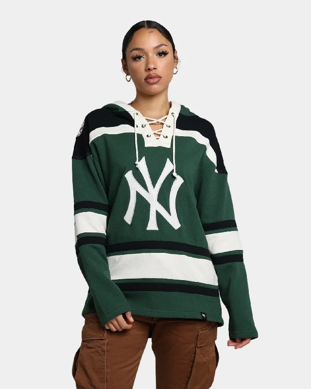 47 Brand New York Yankees Superior Lacer Hoodie Dark Green Hoodie with Frayed Bohemian Relaxed