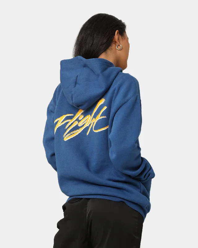 Jordan Essential Flight Graphic Fleece Hoodie French Blue/Taxi Yellow Hoodie with Front Slit Layering Stylish