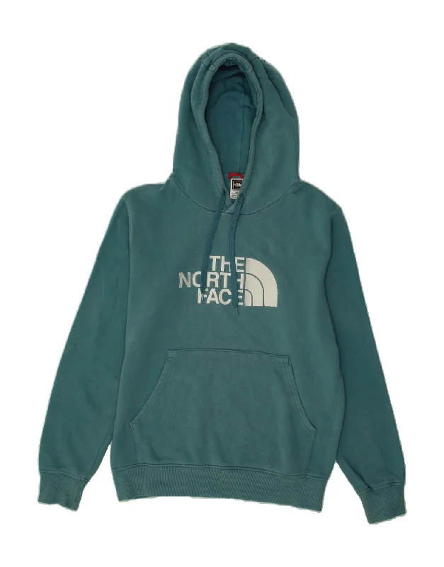 THE NORTH FACE Mens Graphic Hoodie Jumper Medium Blue Cotton Hoodie with Toggle Buttons Decorative Unique