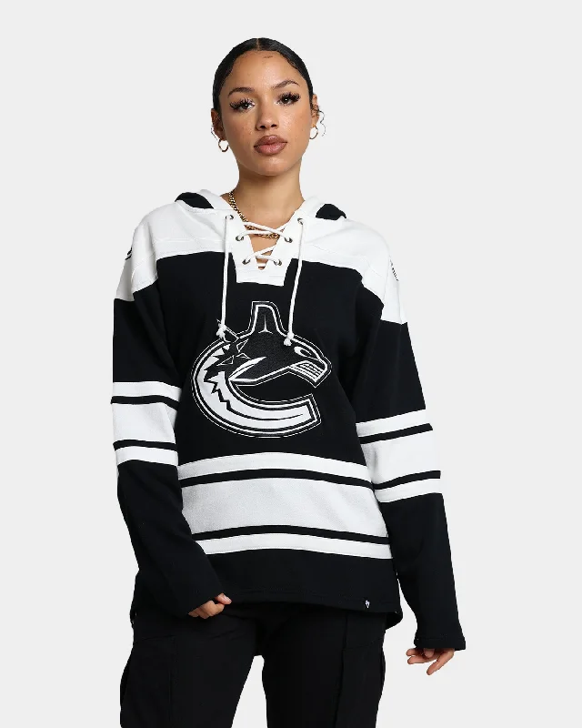 47 Brand Vancouver Canucks Superior Lacer Hoodie Jet Black Hoodie with Monochrome Minimalist Simple