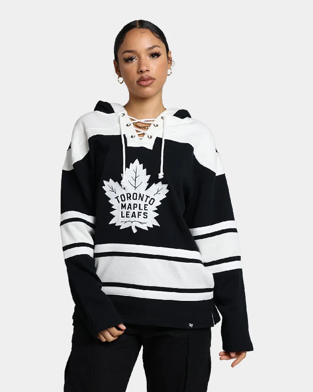 47 Brand Toronto Maple Leafs Superior Lacer Hoodie Jet Black Hoodie with Sequins Glamorous Eye-catching