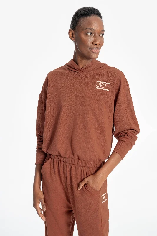 Cropped Doubleway Sweatshirt Hoodie with Drawstring Waist Adjustable Fitted