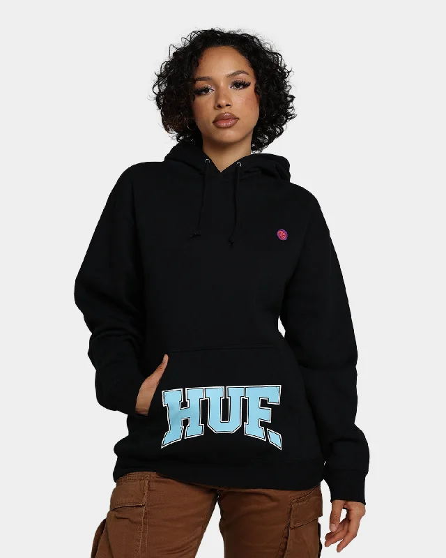 HUF Draft Pick Pullover Hoodie Black Hoodie with Distressed Vintage Worn