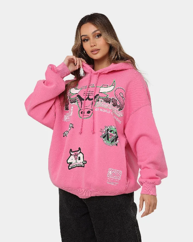 Mitchell & Ness Chicago Bulls Neon Champs Hoodie Neon Pink Hoodie with Thumb Holes Functional Cozy