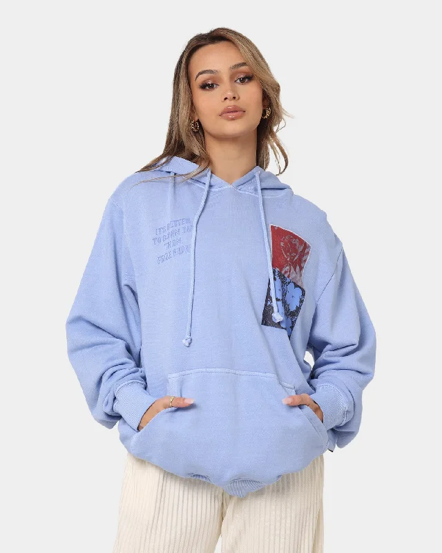 Dead Studios Flower Wave Hoodie Pale Blue Hooded Sweatshirt Casual Wear Street Style