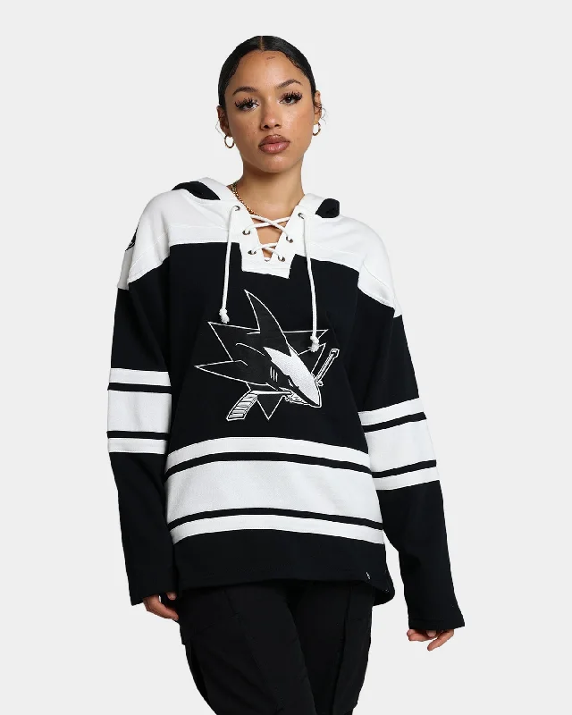 47 Brand San Jose Sharks Superior Lacer Hoodie Jet Black Hoodie with Color Block Contrast Stylish