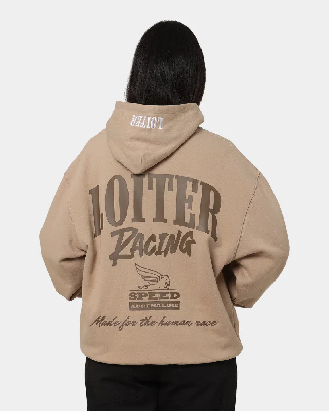 Loiter Team Premium Hoodie Beige Hoodie with Tied Waist Feminine Flattering