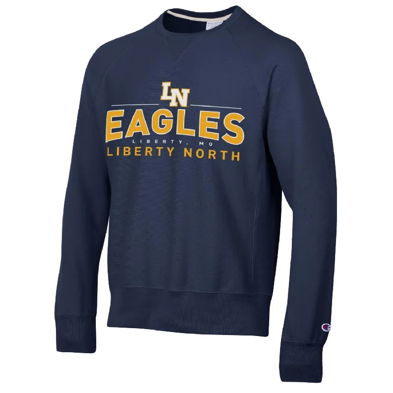 Liberty North Eagles VINTAGE WASH MIDNIGHT NAVY Crew Sweatshirt - Champion Hoodie with Zipper Placket Modern Functional