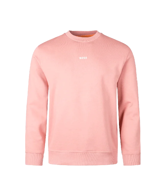 Relaxed-fit Sweatshirt in Cotton Terry With Contrast Logo - Pink Hoodie with Relaxed Fit Easy Casual