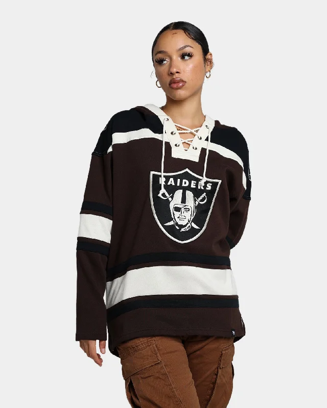 47 Brand Las Vegas Raiders Superior Lacer Hoodie Brown Hoodie with Oversized Fit Loose Comfortable