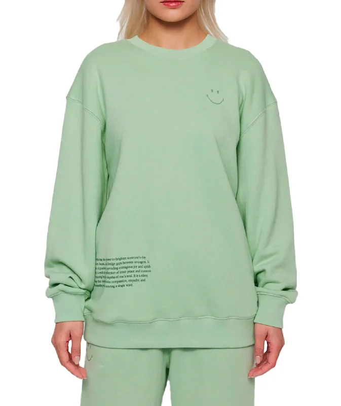 Samii Ryan Women Smiley Connections Crew Sweatshirt Hoodie with Rolled Sleeves Casual Relaxed