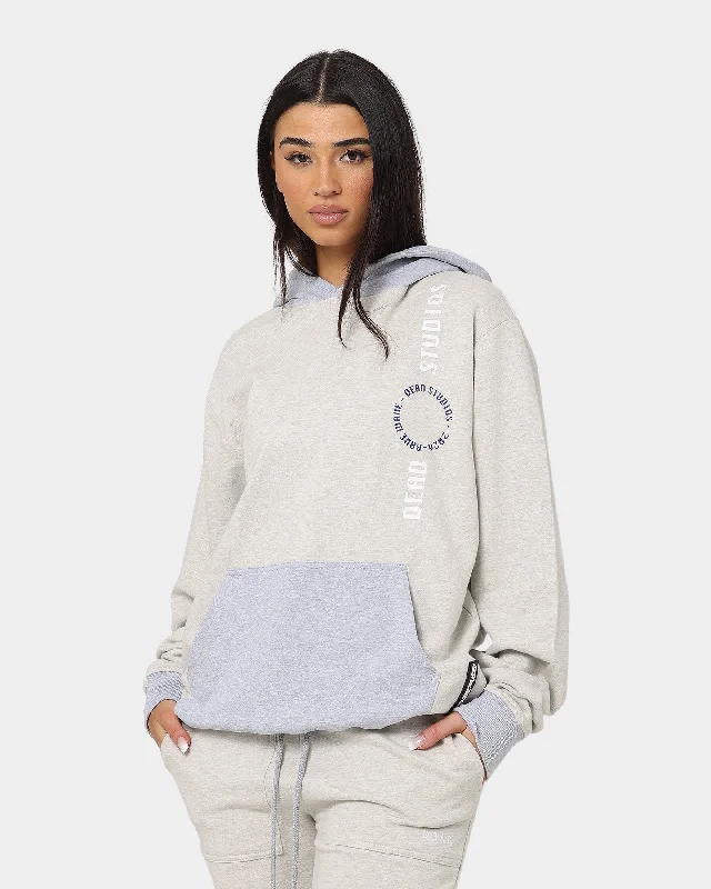 Dead Studios Two Tone Hoodie Oatmeal Marle Hoodie with Mock Neck Collared Structured