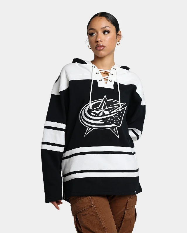 47 Brand Columbus Blue Jackets Superior Lacer Hoodie Jet Black Hoodie with Tie-Dye Psychedelic Retro