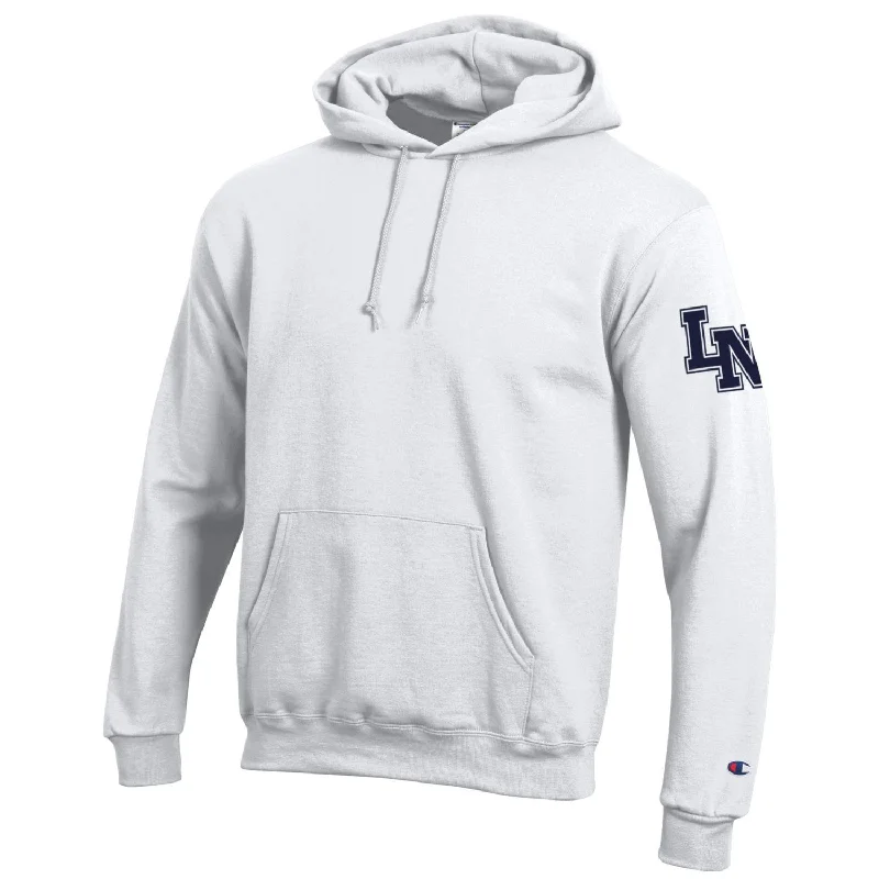 Liberty North Eagles WHITE FLEECE Hoodie by Champion Hoodie with Exposed Zipper Edgy Industrial