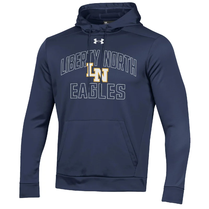 Liberty North Eagles Navy Fleece Hoodie LN - Under Armour Hoodie with Mock Neck Collared Structured