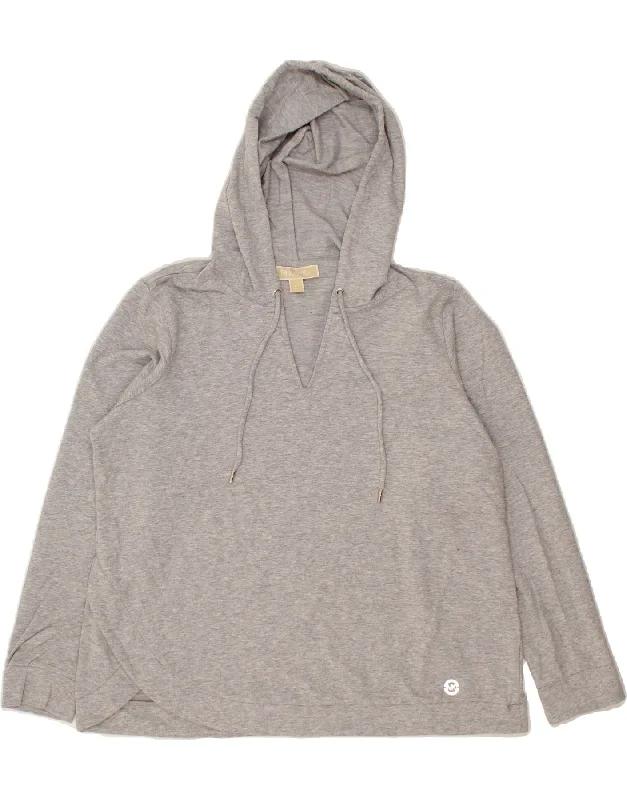 MICHAEL KORS Womens Hoodie Jumper UK 18 XL Grey Hoodie with Zipper Versatile Modern