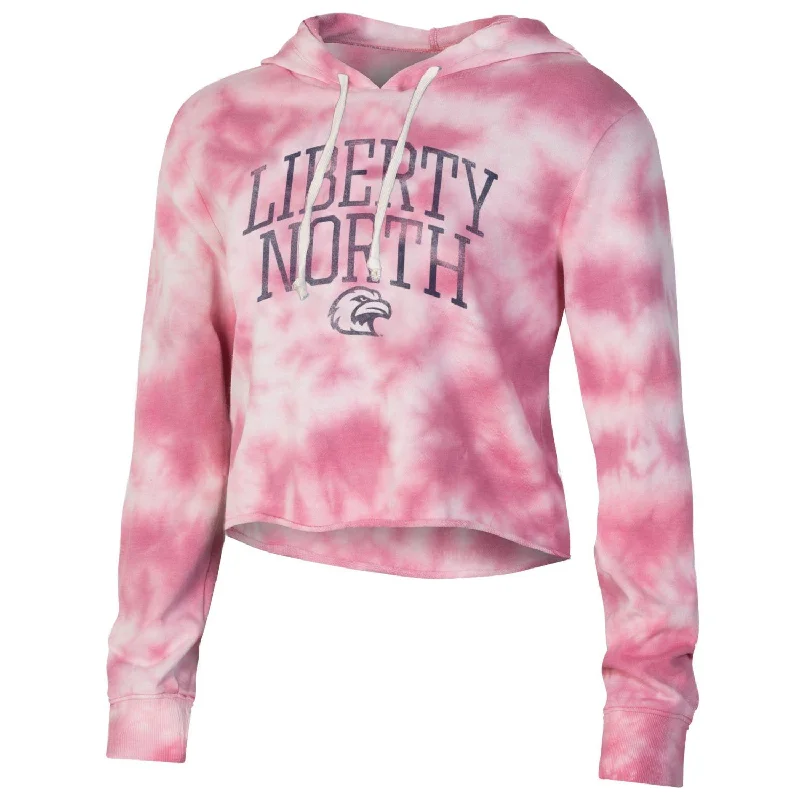 Liberty North Eagles WINE TIE DYE TERRY CROPPED Hoodie - Gear For Sports Hoodie with Half-Zip Sporty Casual