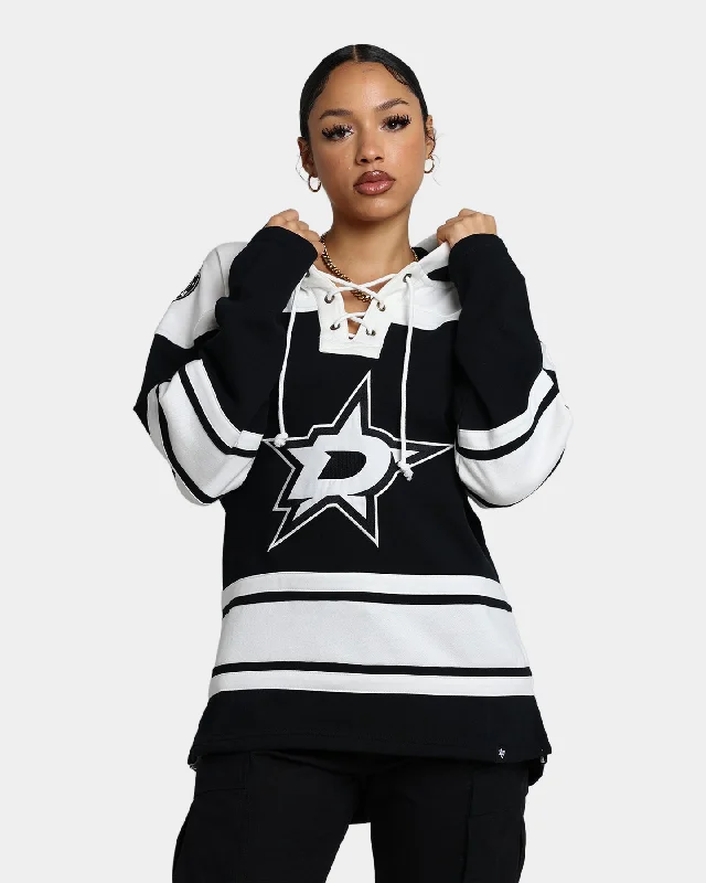 47 Brand Dallas Stars Superior Lacer Hoodie Jet Black Hoodie with Typography Text Message