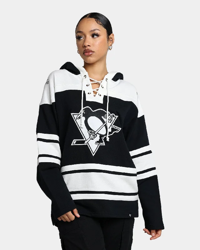 47 Brand Pittsburgh Penguins Superior Lacer Hoodie Jet Black Hoodie with Illustration Artistic Creative