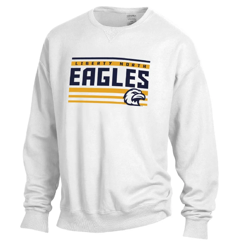 Liberty North Eagles WHITE Crew Sweatshirt - Gear Hoodie with Hidden Zipper Minimalist Clean