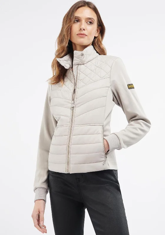 Barbour International Womens Heathcote Jacket, Grey Belted Jacket Elasticated Jacket Padded Jacket