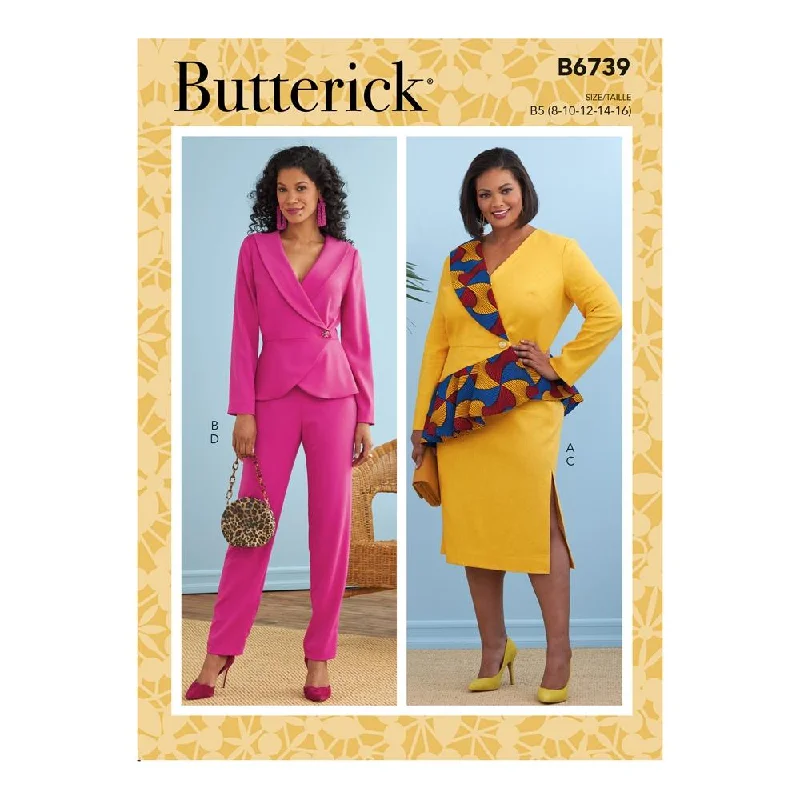 Butterick Pattern B6739 Misses' Jacket, Dress, Top, Skirt & Pants Herringbone Jacket Houndstooth Jacket Plaid Jacket