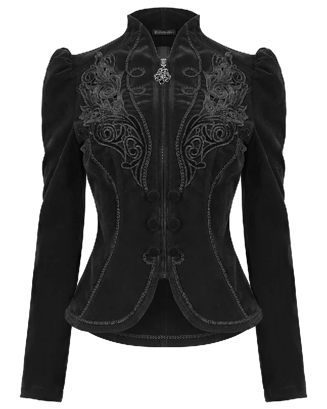 Devil Fashion Womens Susurrus Jacket - Black Belted Jacket Elasticated Jacket Padded Jacket