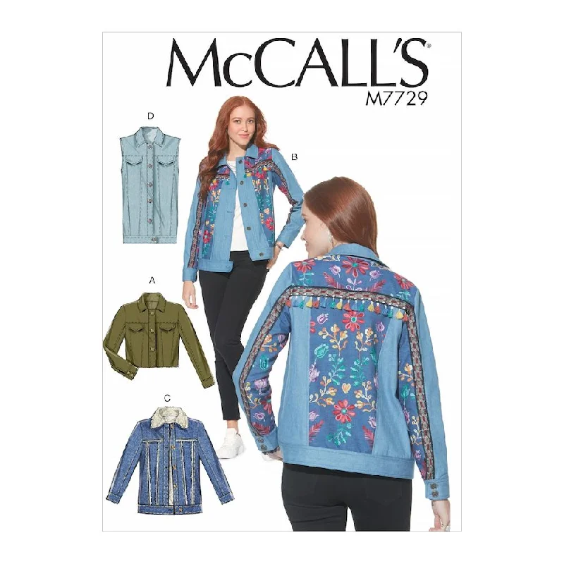 McCall's Pattern M7729 Misses' Jackets and Vest Ribbed Jacket Pleated Jacket Ruffled Jacket