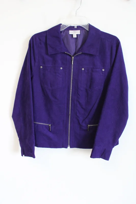 Studio Works Dark Purple Sueded Light Jacket | 8 Petite Anorak Shell Jacket Lightweight Jacket