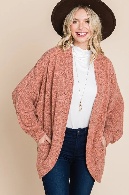 Two Tone Open Front Warm And Cozy Circle Cardigan With Side Pockets Mesh Cardigan Canvas Denim